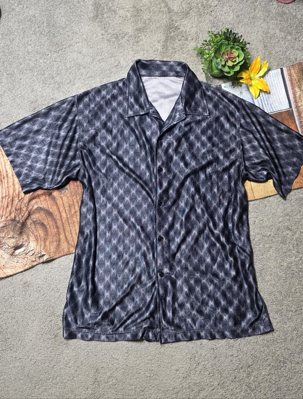 Y2K Style Goth Surf Vibes Short Sleeve Button Up Shirt